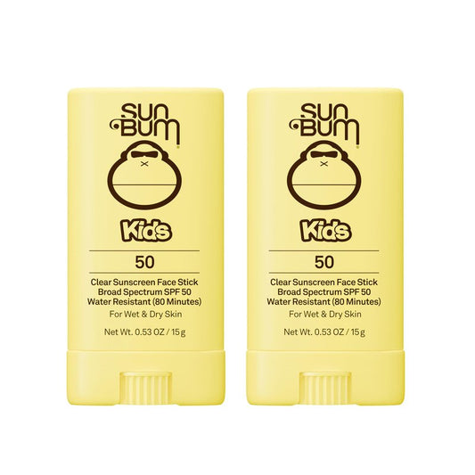 Sun Bum Kids SPF 50 Clear Sunscreen Face Stick | Wet or Dry Application | Hawaii 104 Act Compliant (Octinoxate & Oxybenzone Free) Broad Spectrum UVA/UVB Sunscreen | 0.53 oz (Pack of 2)