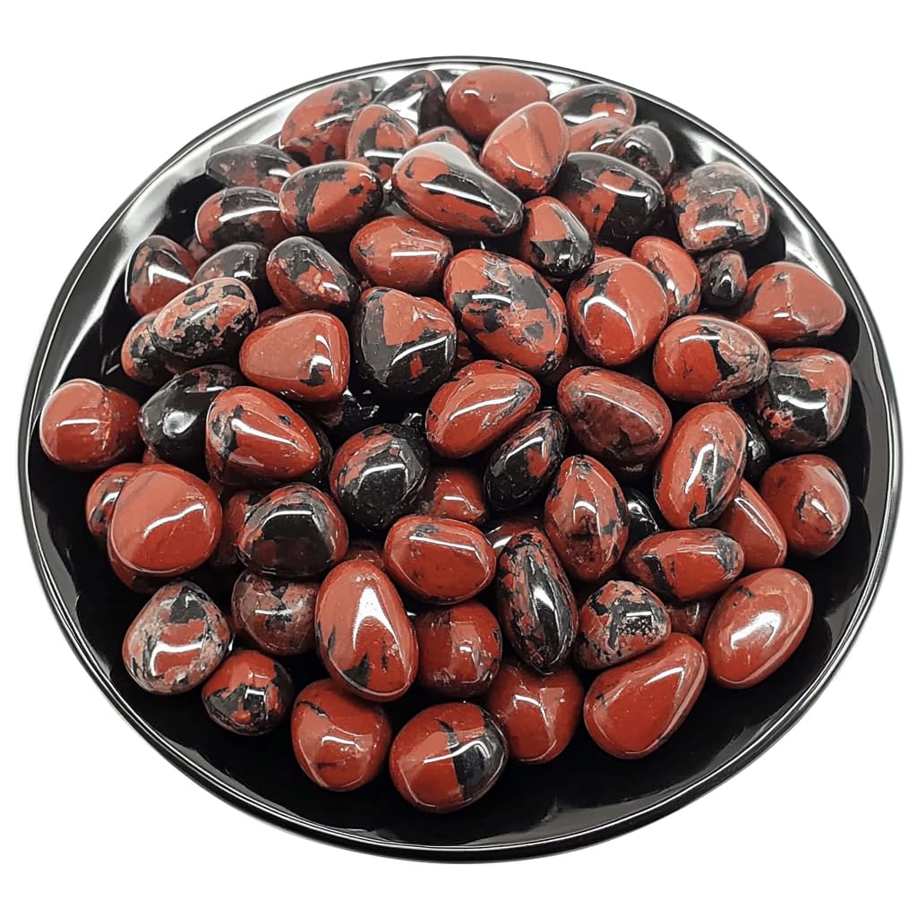 SigMntun Polished Mahogany Obsidian Crystal Stone Set - 72 Pcs Handpicked Tumbled Gemstones Rocks Quartz, Pebbles for Reiki, Chakra, Healing, Home Decor, 0.5" - 10 oz Mahogany Obsidian