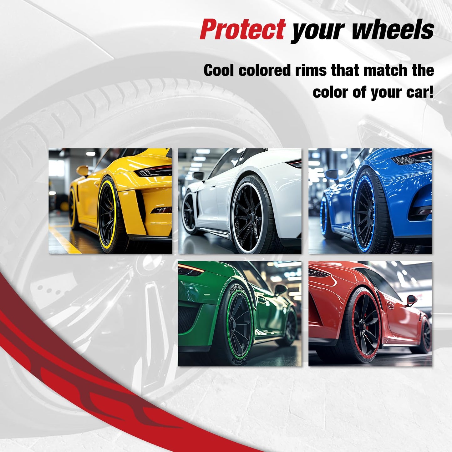 CRYRIMDRAGON 4-Pack Alloy Rim Protector for Car Wheels–Fits 12 to 24 Inch Wheels – No-Scratch Rim Guards for Curb Rash & Scuffs–Adhesive-Free Universal Fit Wheel Edge Protectors(Green)