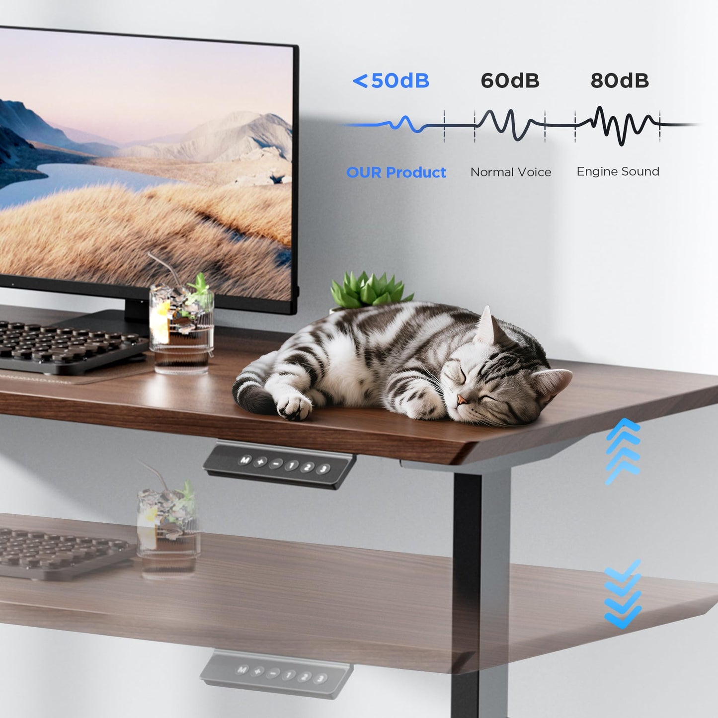 ZTTEN Dual Motor Electric Standing Desk Frame - 300 lbs Heavy Duty, 3 Memory Height Presets - Sit Stand Desk Frame, Computer Height Adjustable Desk Legs & Base for 43.3"–63" Desktop, Black Frame Only