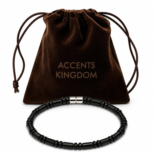 Accents Kingdom Men's Magnetic Hematite Cylindrical Bead Bracelet, 8.5"