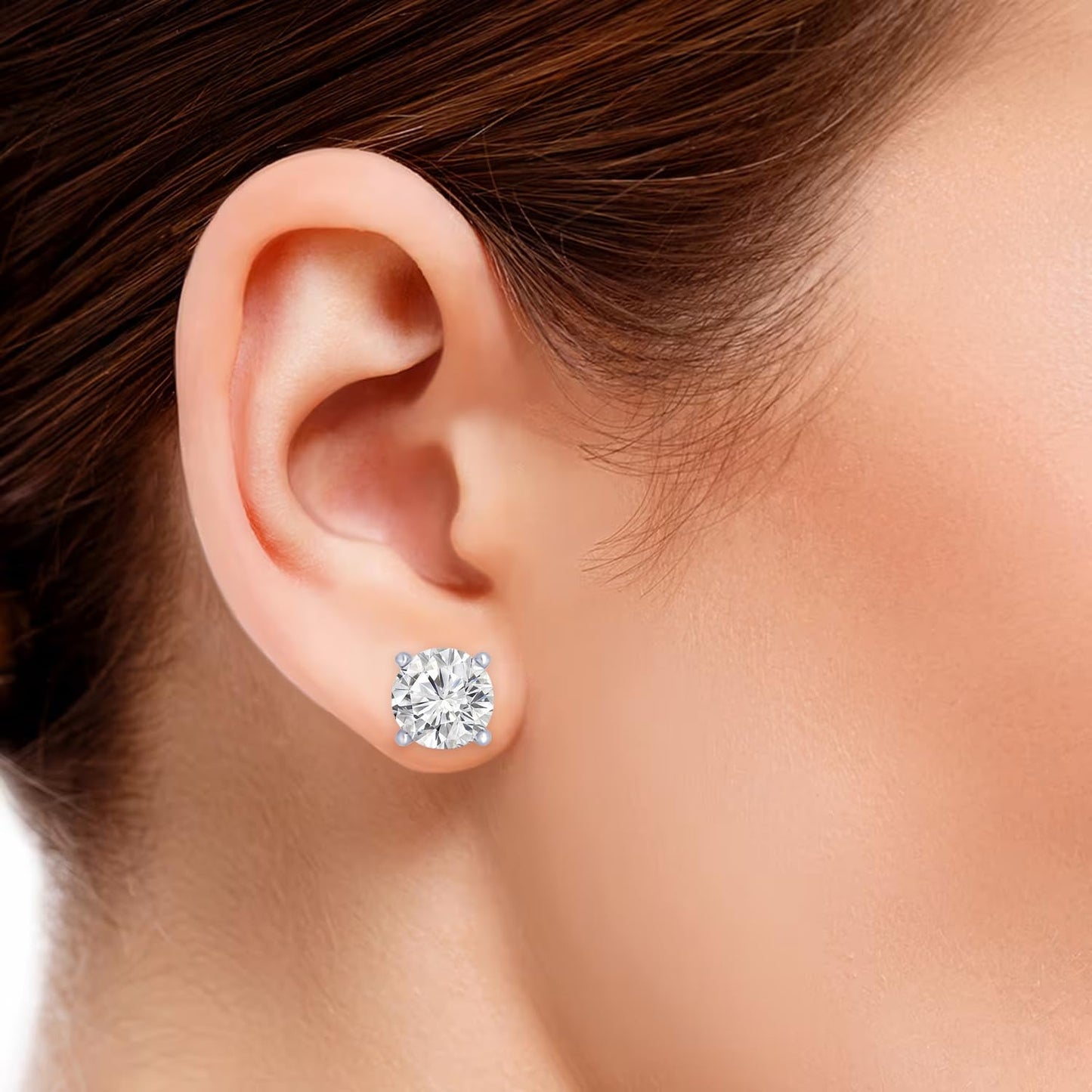 1 Carat 14K White Gold IGI Certified LAB GROWN Round Cut Diamond Stud Earrings for Women 4 Prong Screw Back for her MADE IN USA (E-F Color, VS1-VS2 Clarity)