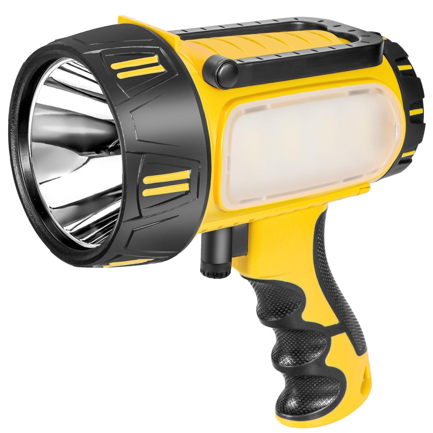 Super Bright Rechargeable Spotlight Flashlight High Lumens 10000mAh, Handheld LED Searchlight with Built-in Stand, 6 Light Modes & USB Output, Water-Resistant for Camping, Emergency & Outdoor Use