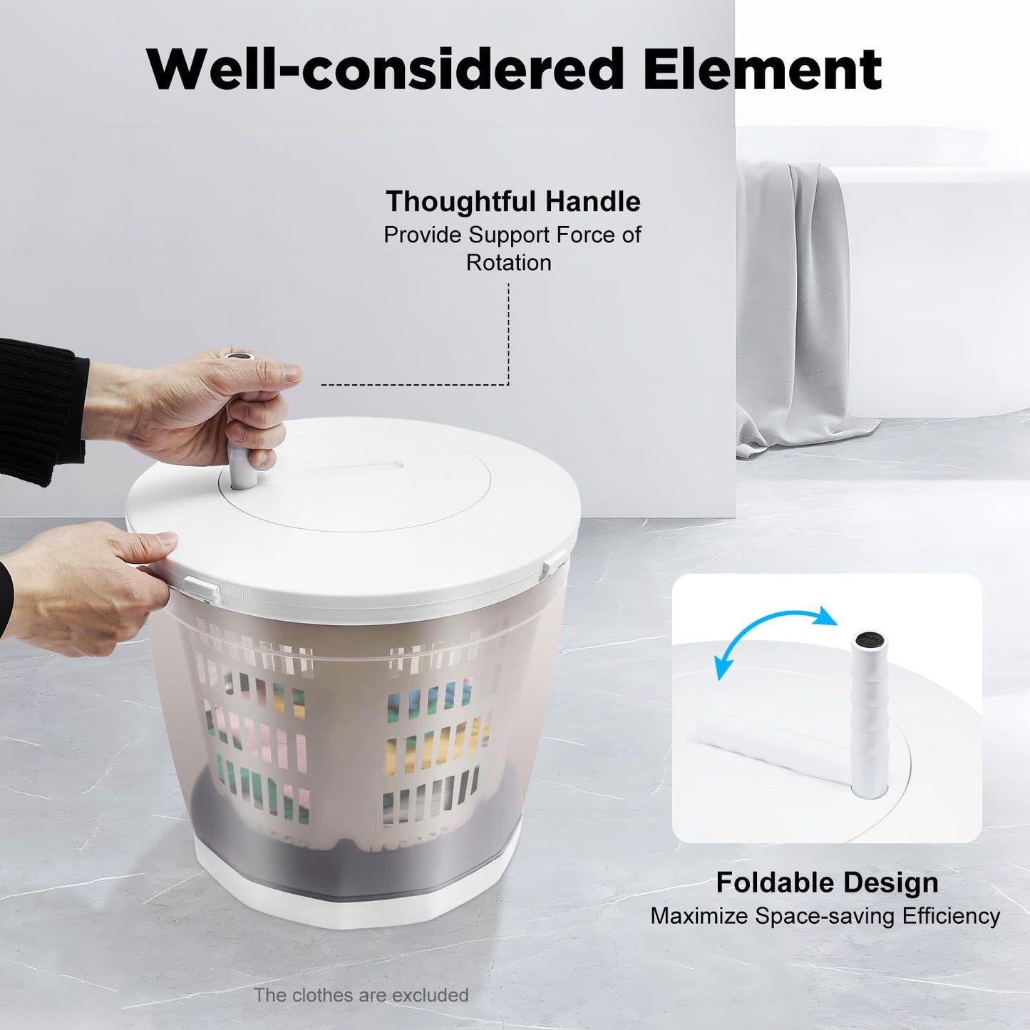 Hand Crank Washing Machine 2 in 1 Non-Electric Washer Manual Traveling Outdoor Washing Machine Portable Mini Compact Washer Spin Dryer for RV Travel