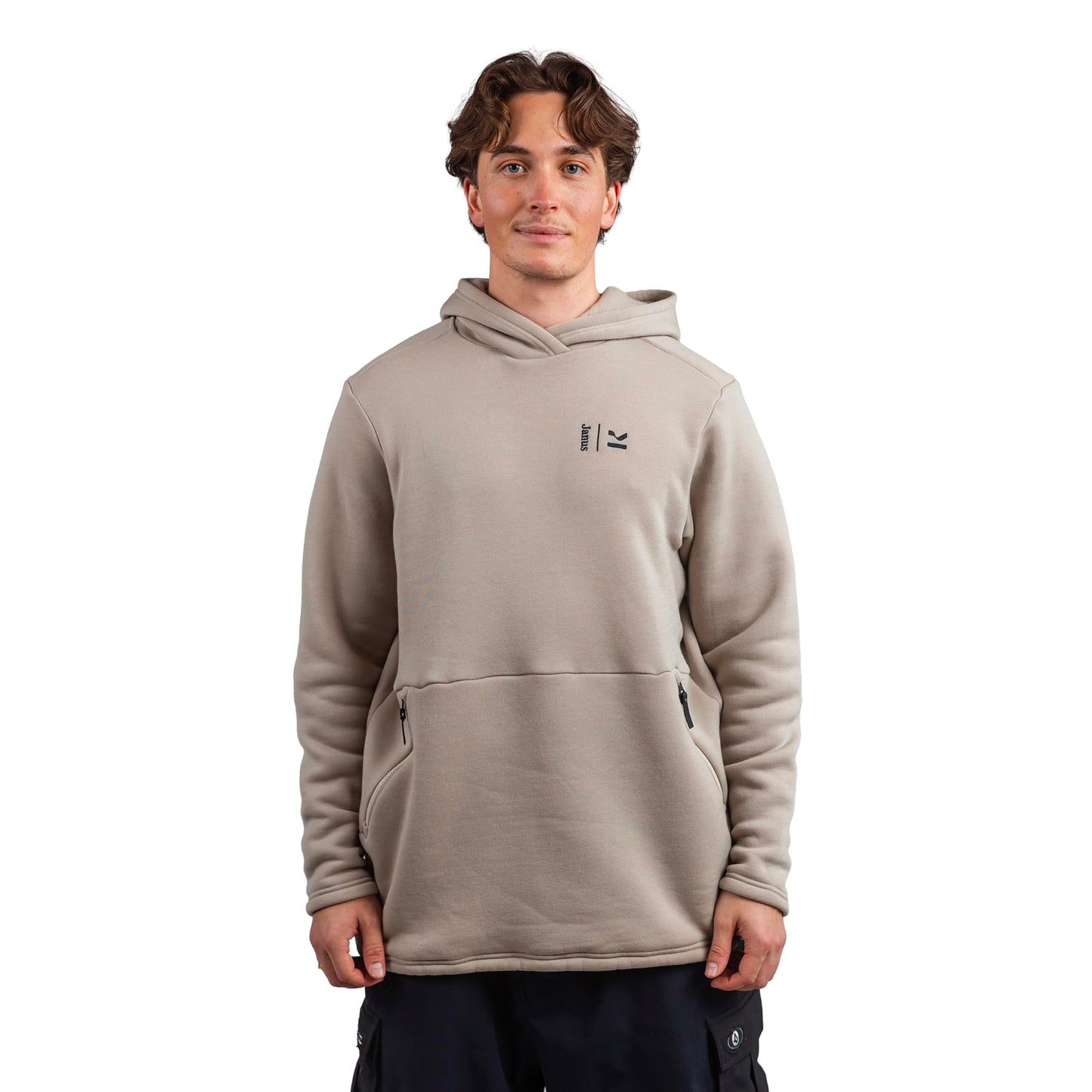 Janus Wool Kleveland Merino Hoodie - 100% Wool Fleece Sweatshirt - Men, Women, Teens - Warm Winter Snowboarding Pullover - Brushed Interior - Adjustable Hem - Kangaroo Pocket - Large Beige