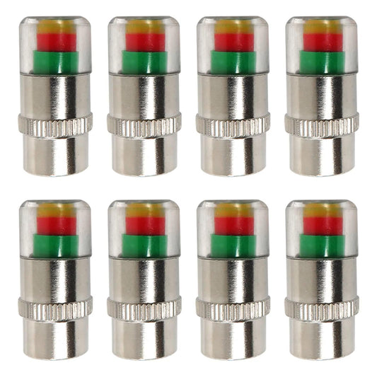 8 Pcs Car Tire Valve Stem Caps, Tire Pressure Monitor 3 Color Eye Alert Monitor Valve Stem Caps Sensor Indicator for Cars, Motorcycles, Bicycles, Car