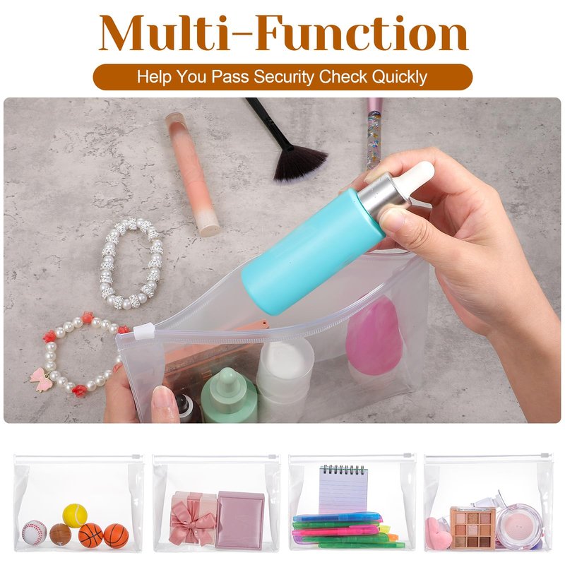 cobee 100 Pcs Clear Makeup Bags Bulk, Waterproof PVC Travel Cosmetic Organizer Mini Pouches with Zipper 7.9x5.9x2 Inch Transparent Toiletry Bags for Women Men
