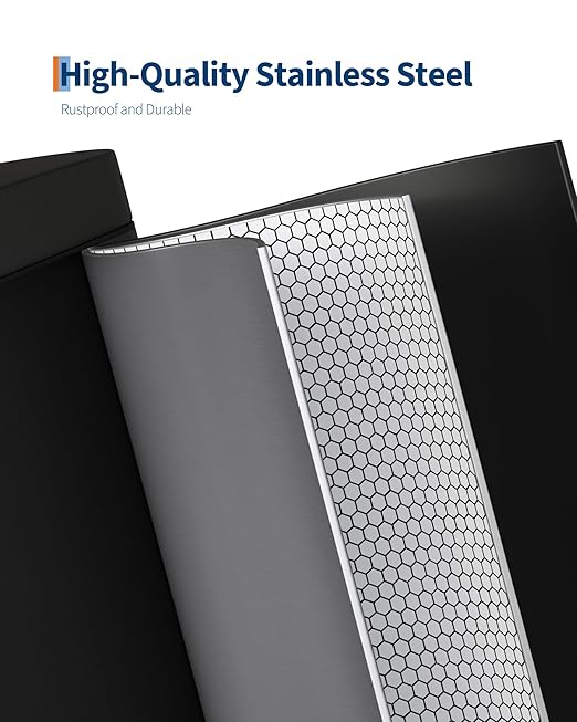 GarveeHome 13 Gal / 50 L Stainless Steel Kitchen Trash Can with Lid, Slim Step-On Garbage Bin, Large Rustproof Metal Trash Can with Soft Close, Inner Bucket & Rear Handle, Black