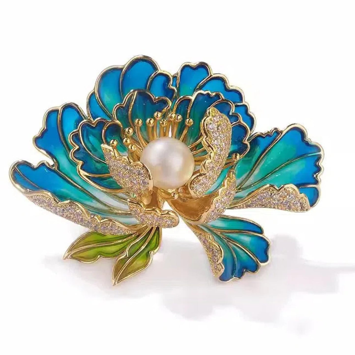 Fashion Brooches For Women, Peony Flower Brooch Pins, Suitable For Party And Daily Wear On Many Occasions,Blue