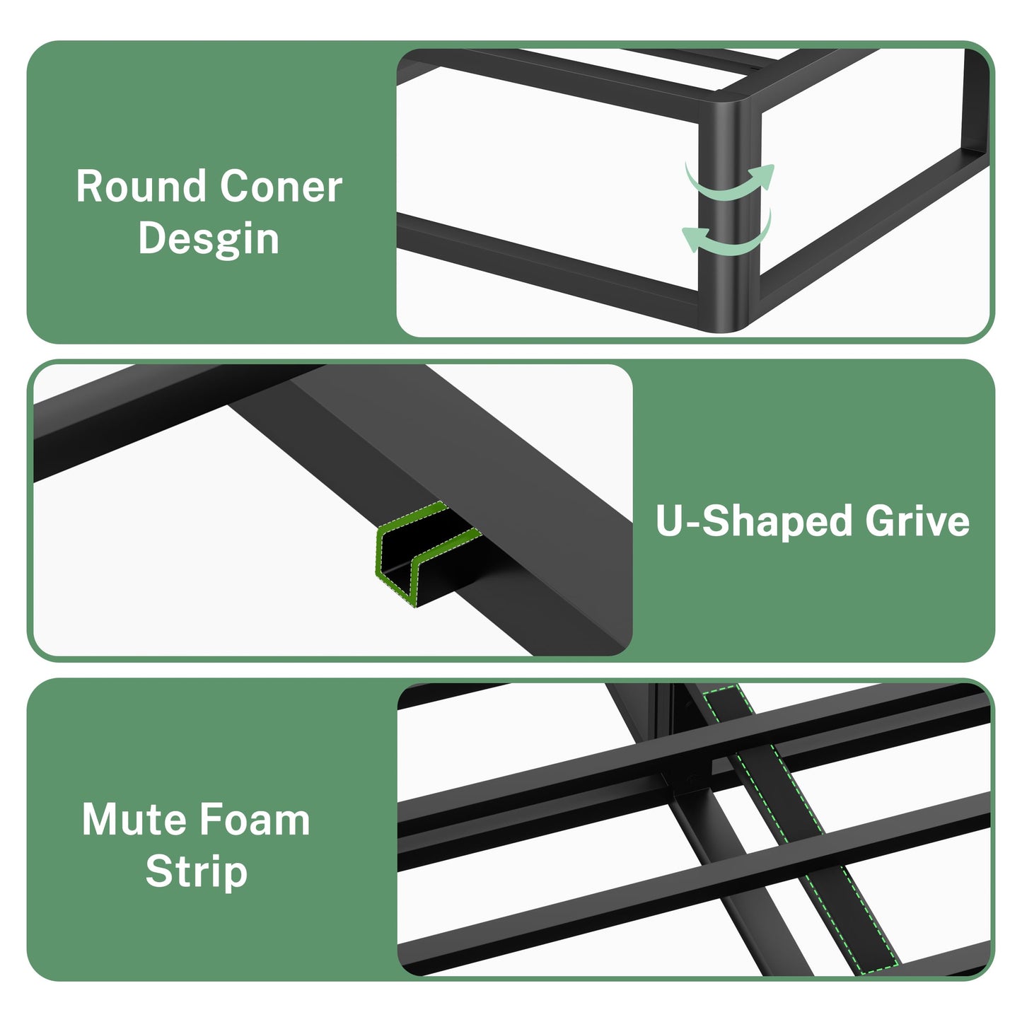 VIPSHOW 10 Inch King Metal Bed Frame Round Corner Low Platform Bed Frames 3000 LBS Heavy Duty Steel Slats Support Mattress Foundation No Box Spring Needed, Noise Free, Easy Assembly, Black
