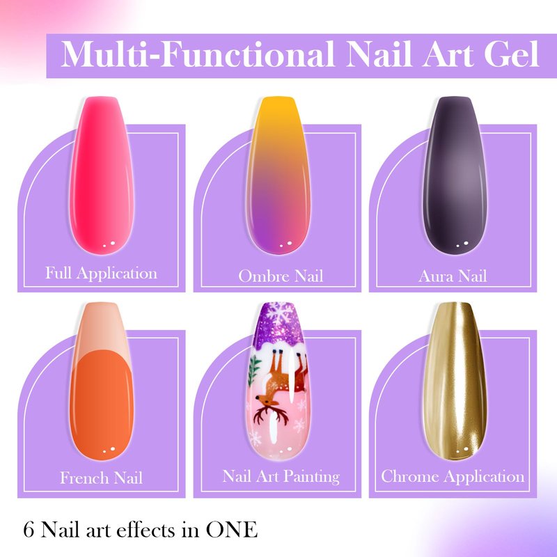 U-Shinein 24 Colors Gradient Nail Gel Palette, Hema＆TPO Free Bright Glitter Gold&Silver Pearlescent Ombre Gel Nail for Pigment Painting Pat Nails Gel, Perfect with Salon Pro DIY Home Nail Art (A)