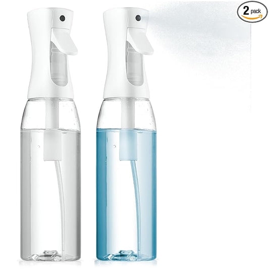 2 Pack Continuous Spray Bottle for Hair & Cleaning - 17 OZ Ultra Fine Mist Sprayer | Water Spray Bottle Mister (2pk 17oz)