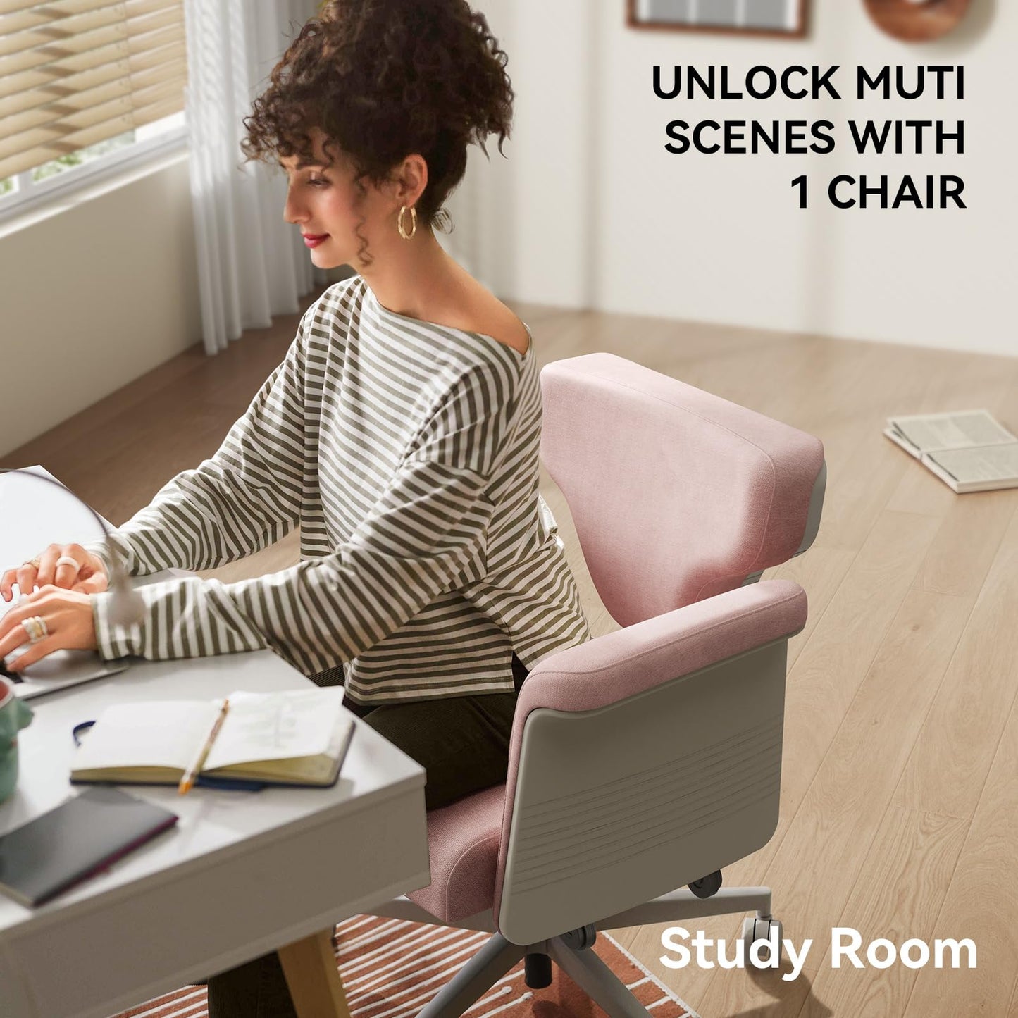 Newtral Freedom-X Criss Cross Chair with Wheels & Amrests- Cross Legged Office Chair with Laptop Tray, Multi-Position Recliner Chair, Adjustable Ergonomic Chair, Relax, Work from Home