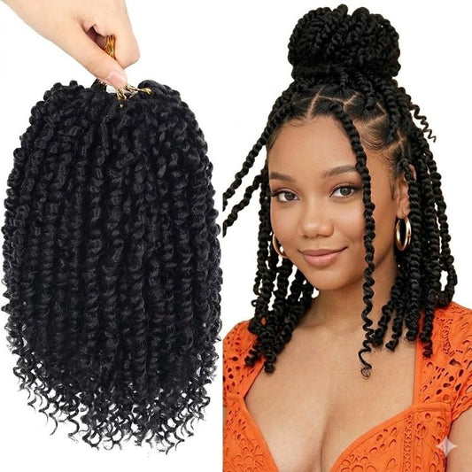 Bileaf 8 Pack Passion Twist Crochet Hair 10 Inch Pre-twisted Short Crochet Passion Twist Hair, Pre Looped Passion Twists Crochet Braids Bohemian Crochet Hair 1B