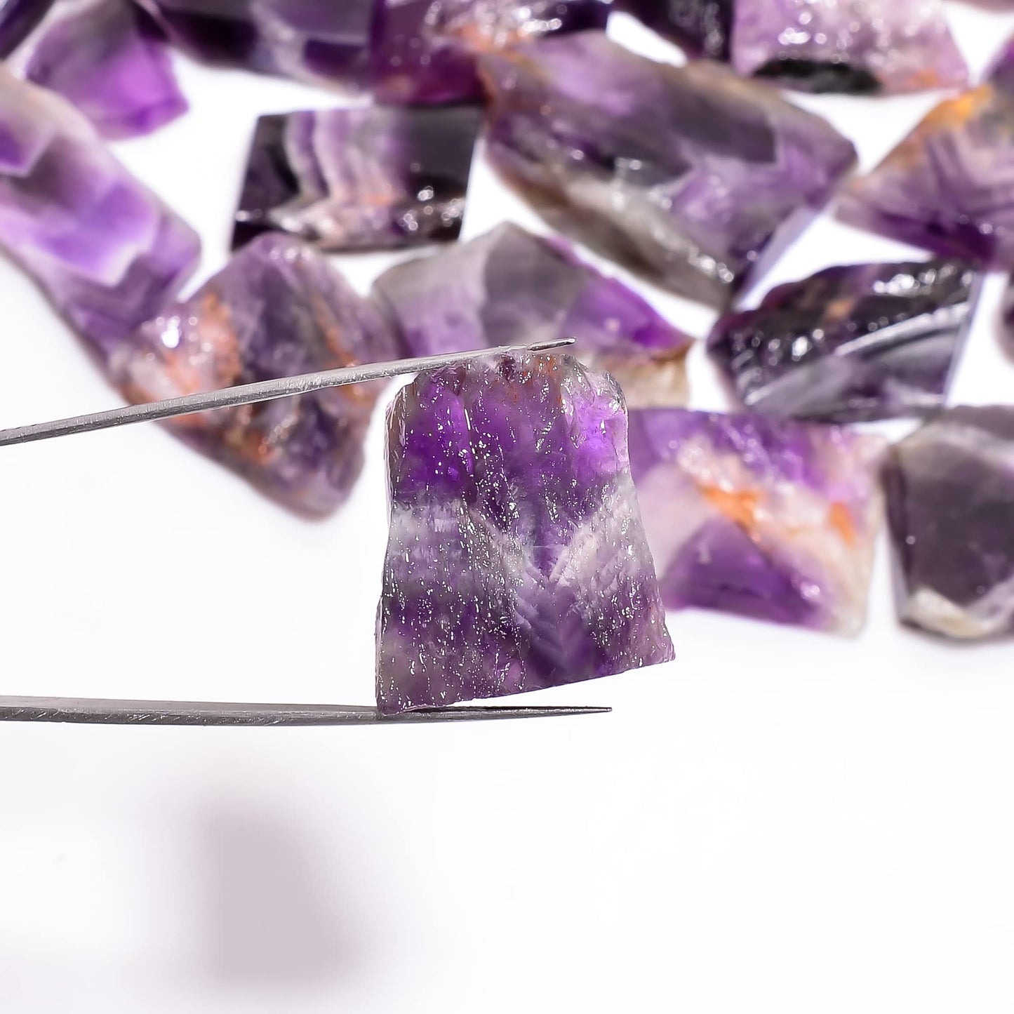Natural Chevron Amethyst Raw Slice Gemstone- Healing Crystals for DIY Jewelry Making -Loose Natural Cabochon -Perfect for Crafting Unique Jewelry Designs (5 pcs, 25-35 mm)