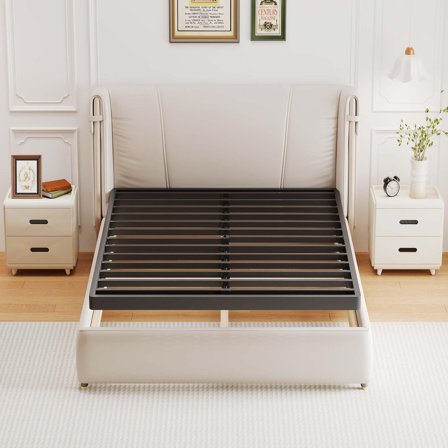 ROIL 2 Inch Queen Metal Box Spring Low Profile, Bunkie Board Bed Slat Replacement with Round Corners, 3500 lbs Capacity Heavy Duty Steel Slats, Easy Assembly, Noise Free
