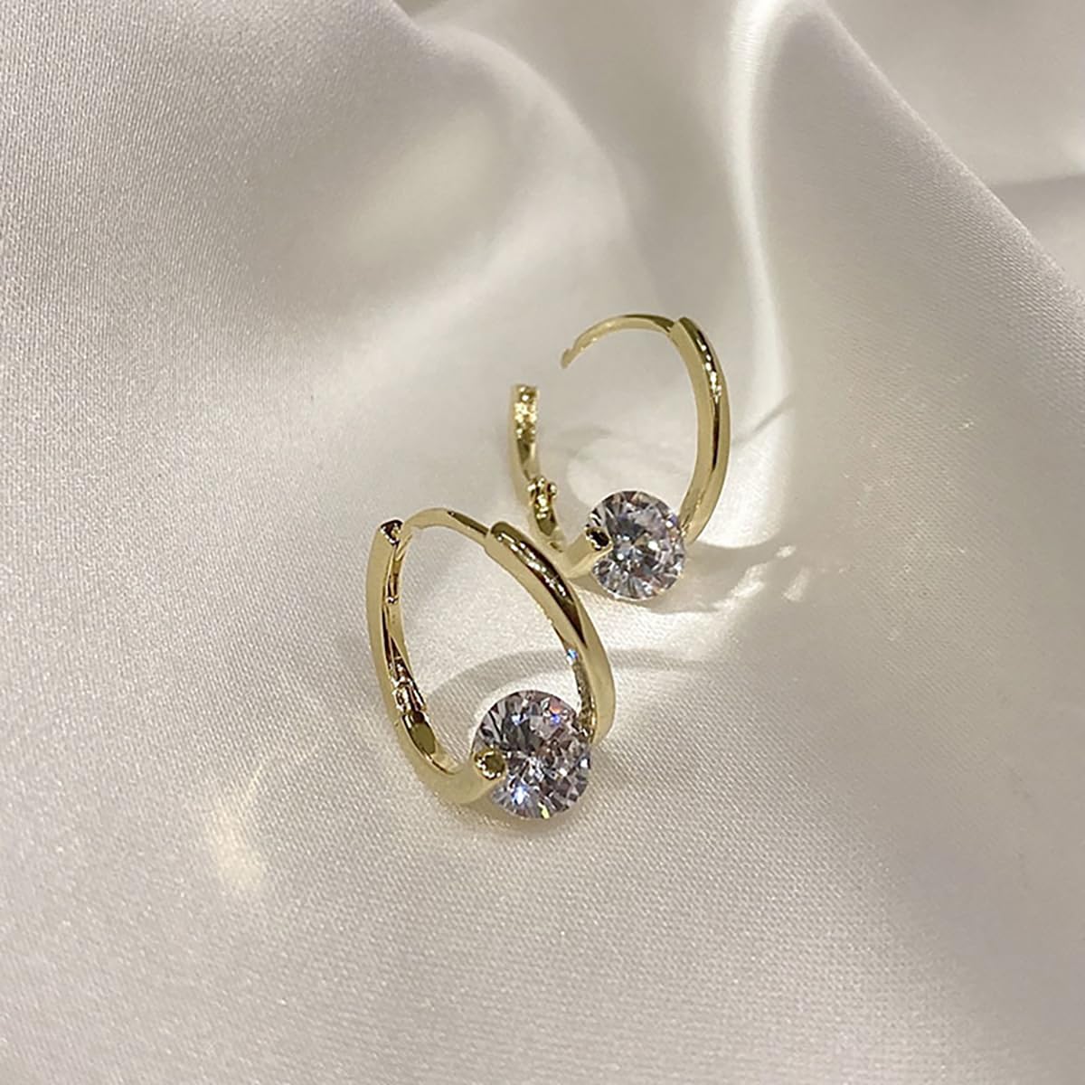 Halolux Lymphvity Germanium Earring for Women Lymphatic Drainage Earring CZ Zircon Acupressure Earrings Atheniz Lymphatic Earrings Dainty Jewelry Gifts (Gold)