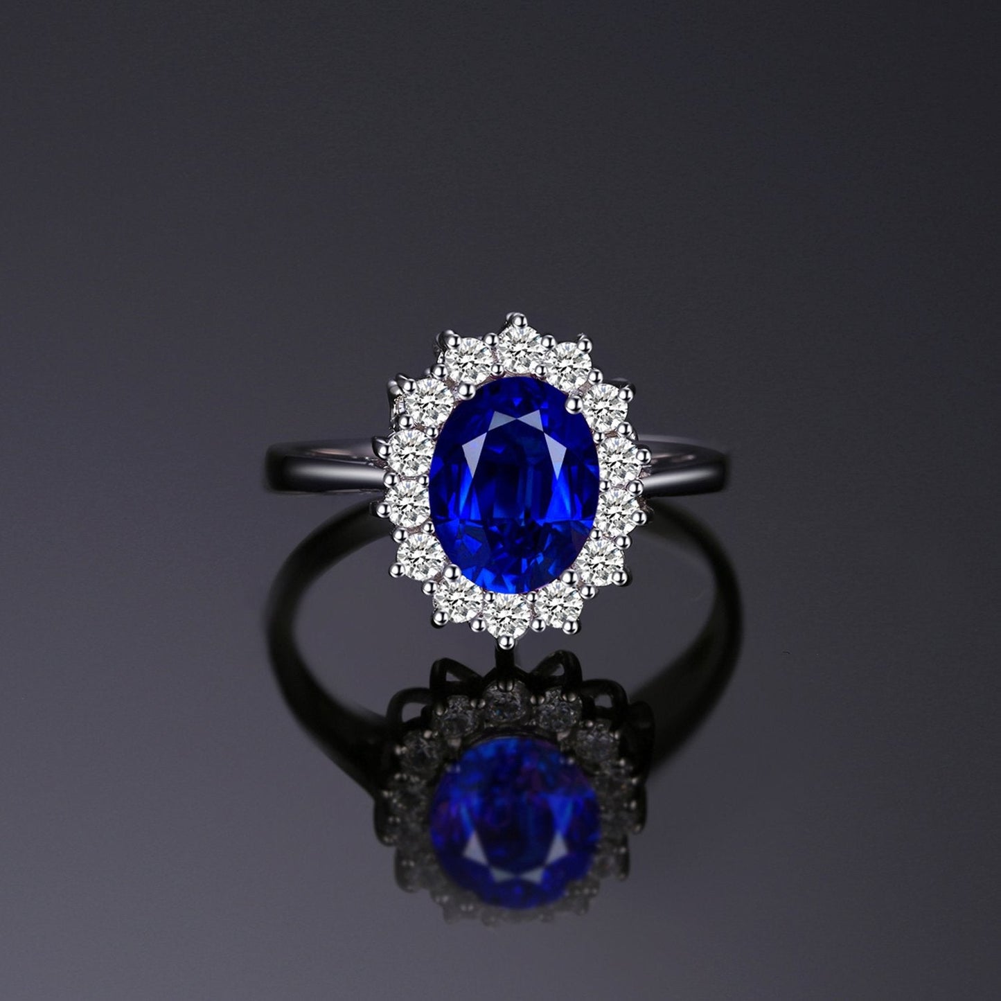 JewelryPalace Princess Diana William Kate Middleton Gemstones Birthstone Halo Solitaire Engagement Rings For Women For Women 925 Sterling Silver Ring Multicolor