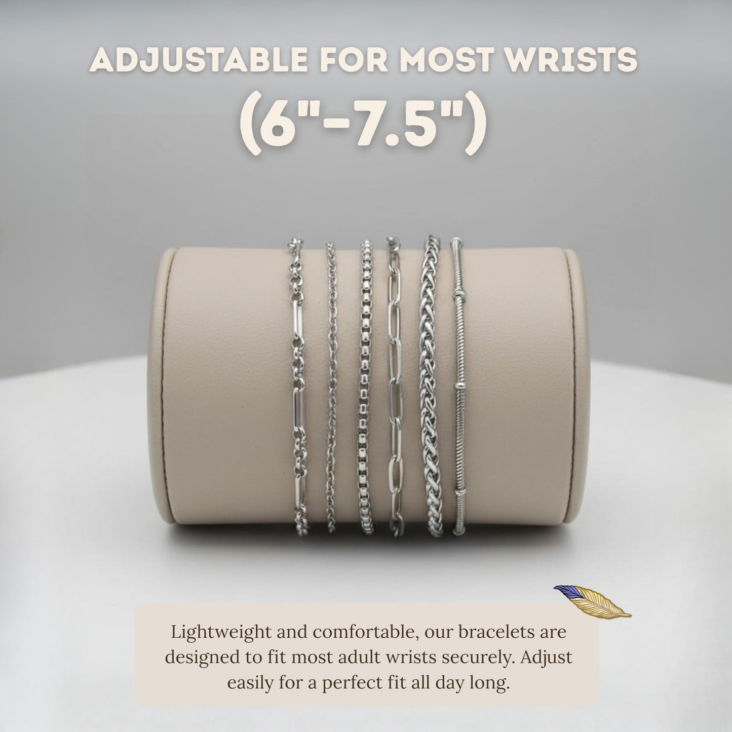 Cherry Tree Collection Stainless Steel Bracelets for Women | Stackable Bracelet Set of 6 Silver | (6-7.5") To Fit Most Wrists | Stainless Steel Charm Bracelet | Fashion Accessories Jewelry