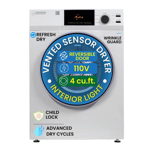 Equator Deluxe 24" VENTED Sensor Dryer 4 cu.ft Touch Control 110V DIGITAL
