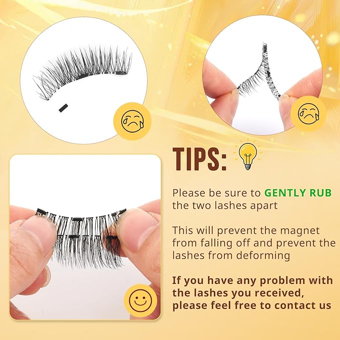 QUEWEL Reusable Magnetic Eyelashes 2 Pair Magnetic Eyelashes with Applicator No Glue Needed Eyelashes Natural Look Lash Clusters Kit Easy to Wear and Remove(B+I04)