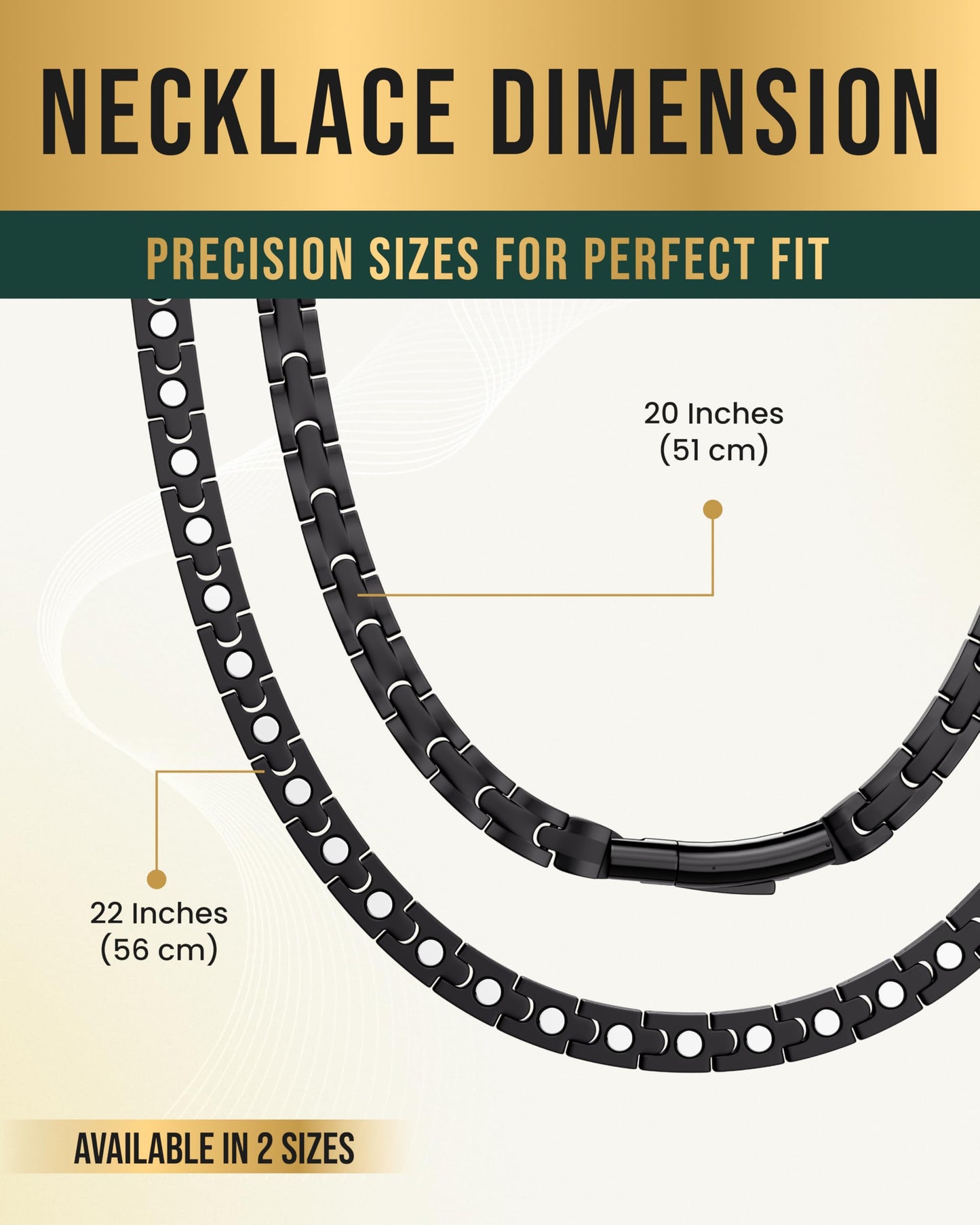 MagnetRX Titanium Magnetic Necklace – Ultra Strength Magnetic Necklaces for Men & Women – Effective Titanium Necklace with 62 Magnets (Black, 22 Inches)