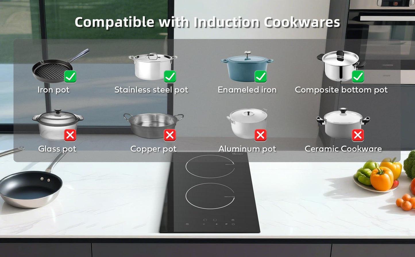 Induction Cooktop 30 Inch,4 Burner Electric Stove with Power Boost Smooth Surface Ceramic Glass,Black,220-240V,Shutdown,Timer,Pause,Child Lock,Drop-in,Hot Plate Cooktop,Electric Induction Burner,7200W