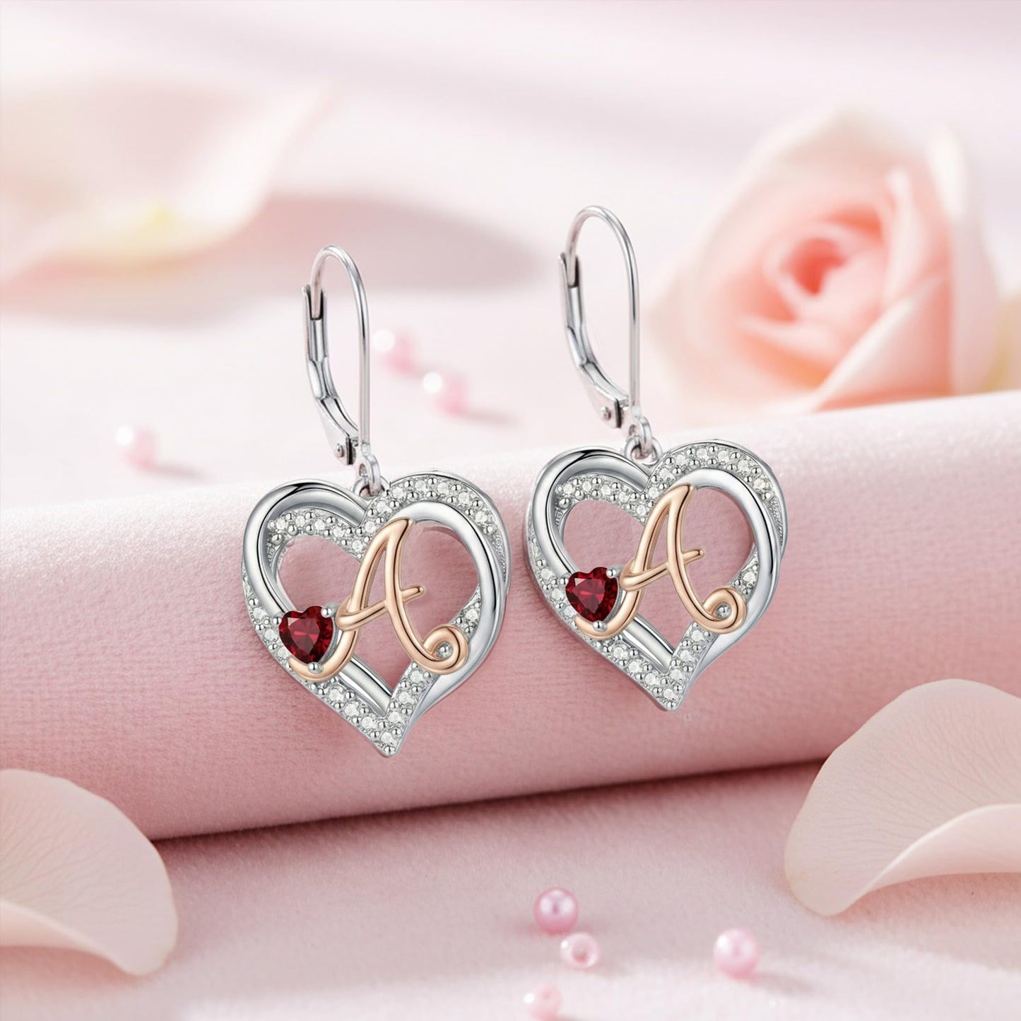 ZPMMPZ Initial Birthstone Earrings Intial Letter Dangle Drop Earrings Birthstone Jewelry Gifts for Women A & February