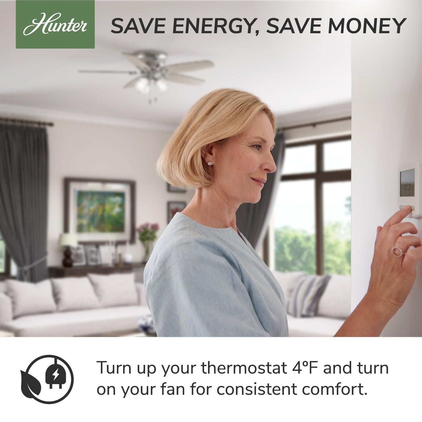 Hunter 52 inch Indoor Ceiling Fan with LED Light and Remote Control - Bronze Modern Ceiling Fan, Standard Mount, 4 Blades, For Bedroom, Living Room, or Kitchen, Quiet - Dempsey 59446, Noble Bronze