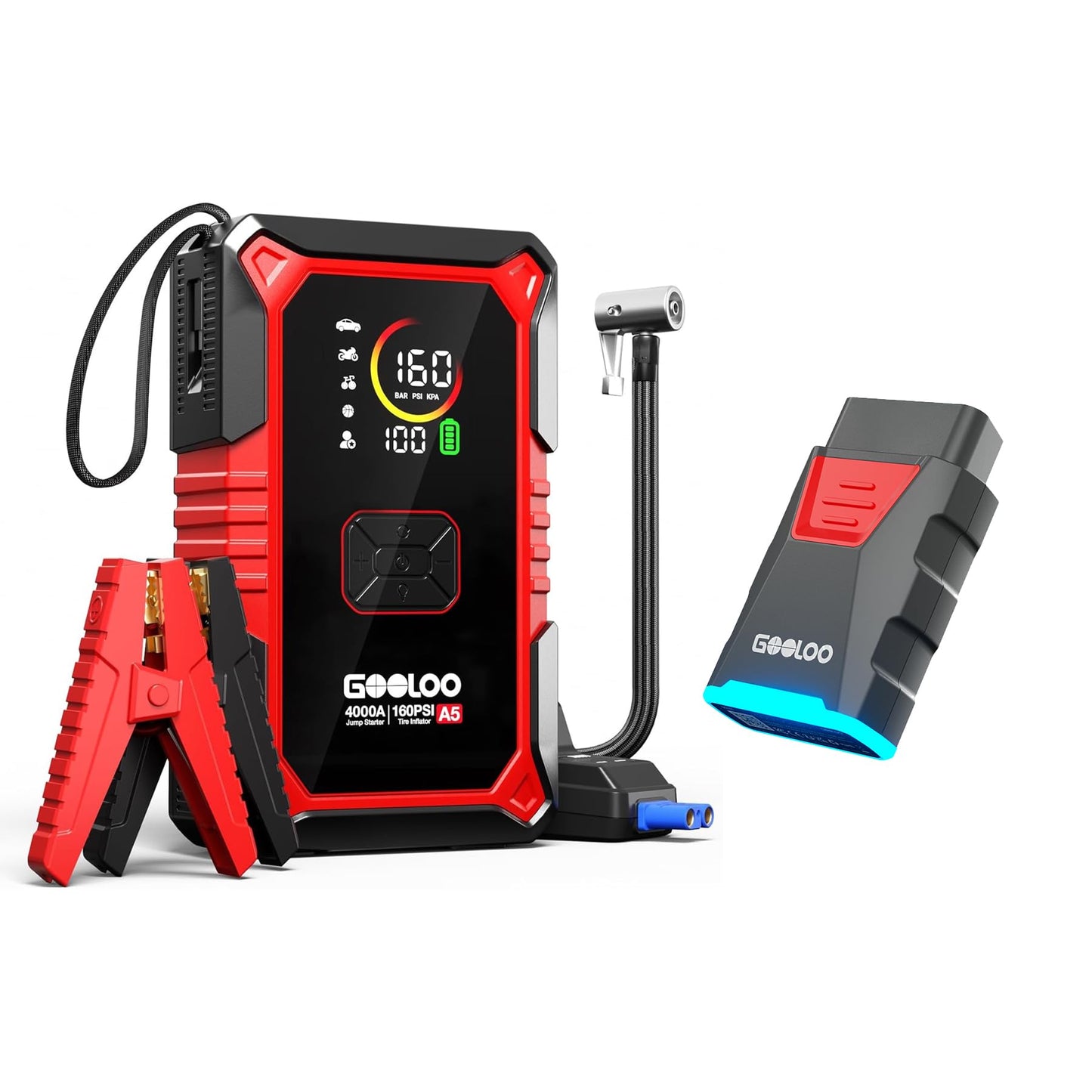 GOOLOO A5 Jump Starter with Air Compressor & GOOLOO DS100 OBD2 Scanner Diagnostic Tool