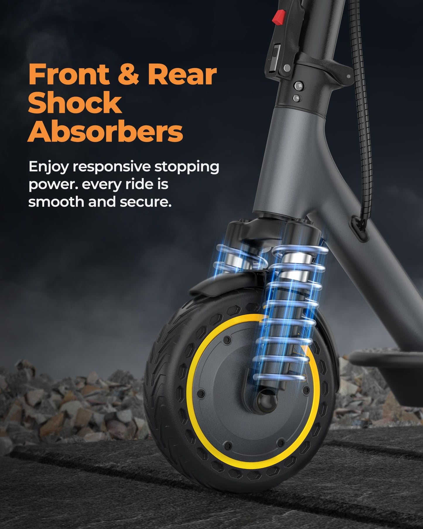 NAVIC Electric Scooter Adults, 8.5" Solid Tires, 19/Mph, 350W Motor, 19 Miles Range, Folding E-Scooter with Dual Braking Dual Suspension, Escooter for Adults with App