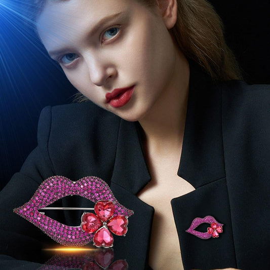 AILONMEI Brooches And Pins For Women Fashion Elegant Flower Broches Lady Costume Jewelry Brooch Pins (Lip)