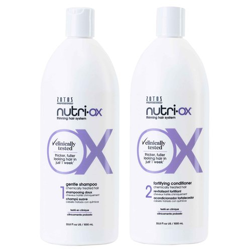 NUTRI-OX Gentle Shampoo & Conditioner | Thicker, Fuller-Looking Hair | Color Treated Hair | Peppermint | Clinically & Dermatologically Tested | 33.8 Fl Oz