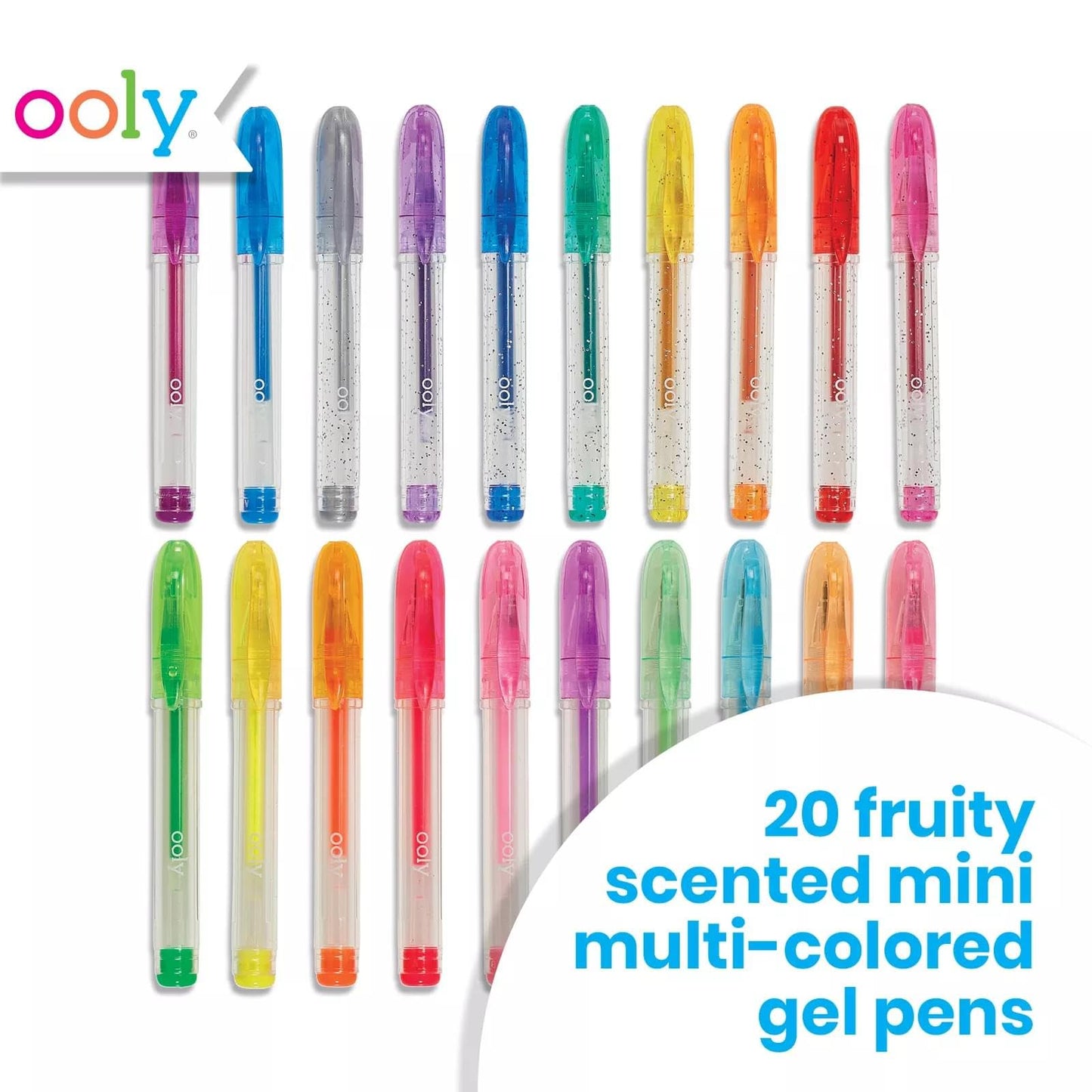 Ooly Scented Mini Doodlers Gel Set of 20 Pens - 20 Mini Glitter, Neon and Pastel Scented Gel Pens for Kids and Adults, Art and Stationery Supplies
