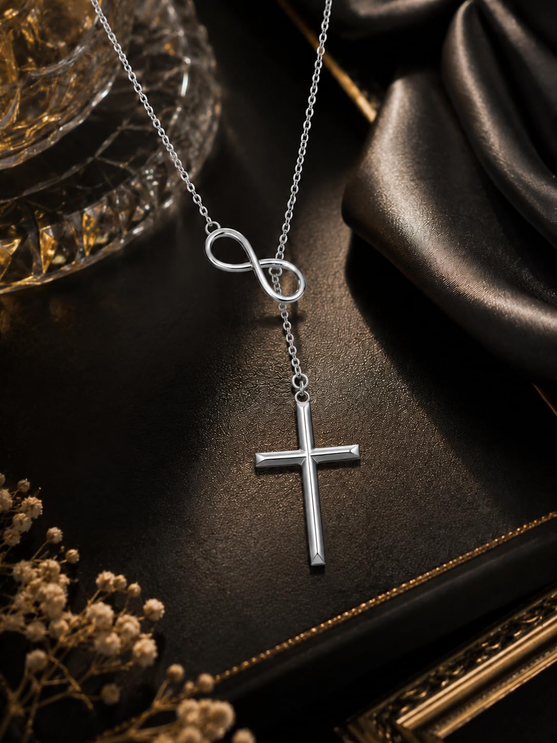 YYB Y Necklace Infinity Cross Pendant Lariat Necklace for Women Drop Necklaces Christian Jewelry Birthday Anniversary Mothers Day Gifts for Mom Sister Girlfriend