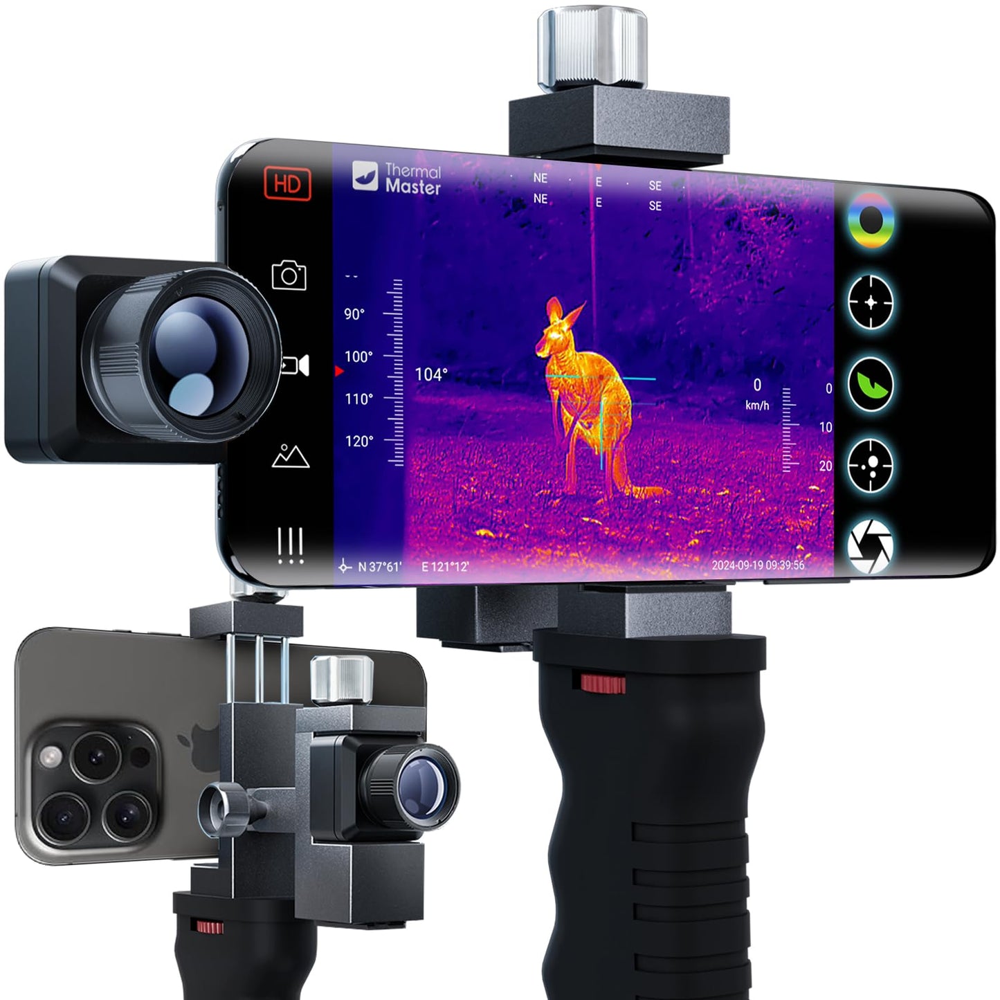 Thermal Master T2 Pro Thermal Monocular for iPhone, 1500 Yards Night Vision Camera with 13mm Lens, Tactical Handle, Infrared Imager for Outdoor Detecting Deer