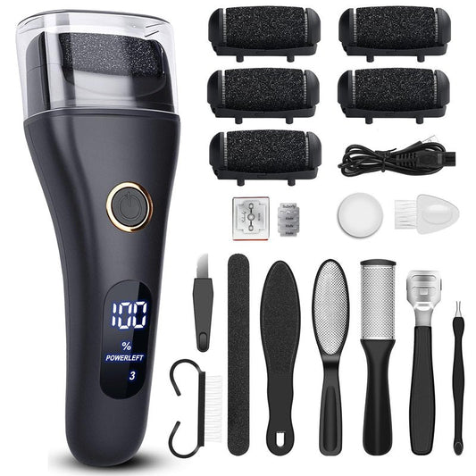 Electric Foot File Callus Remover for Feet - 6pcs Larger Grinding Head&3Speed, Pedicure Kit Foot Scrubber Deadskin Callus Remover, Foot Care Kit Pedicure Tools for Dead Skin Callus Hardskin Dry Cracks