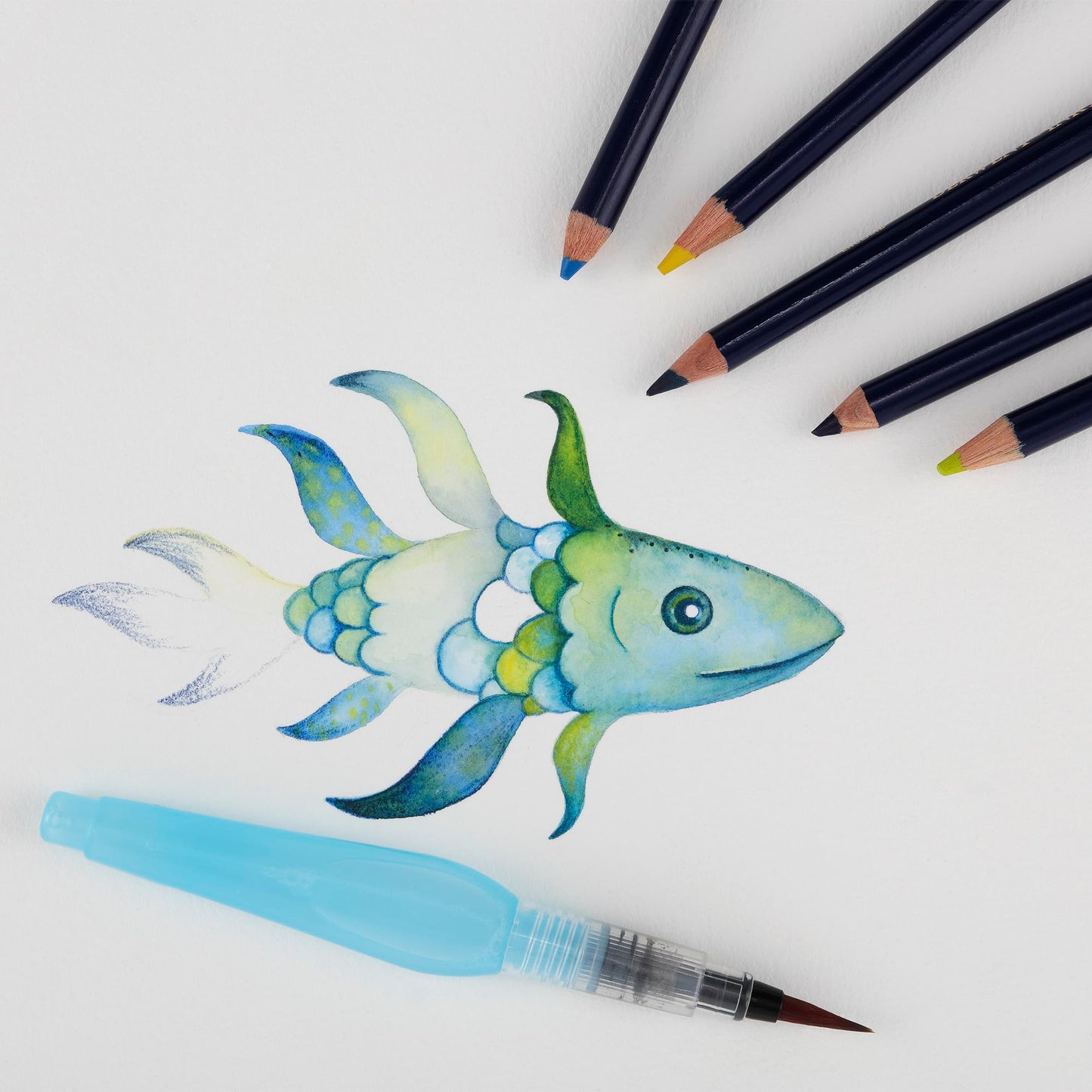 Aquastroke-Go Water Brush Pens for Watercolor Painting Set of 3 Aqua Pen Synthetic Bristle Paintbrushes for Water-Soluble Paint, Inks, Pencils & More