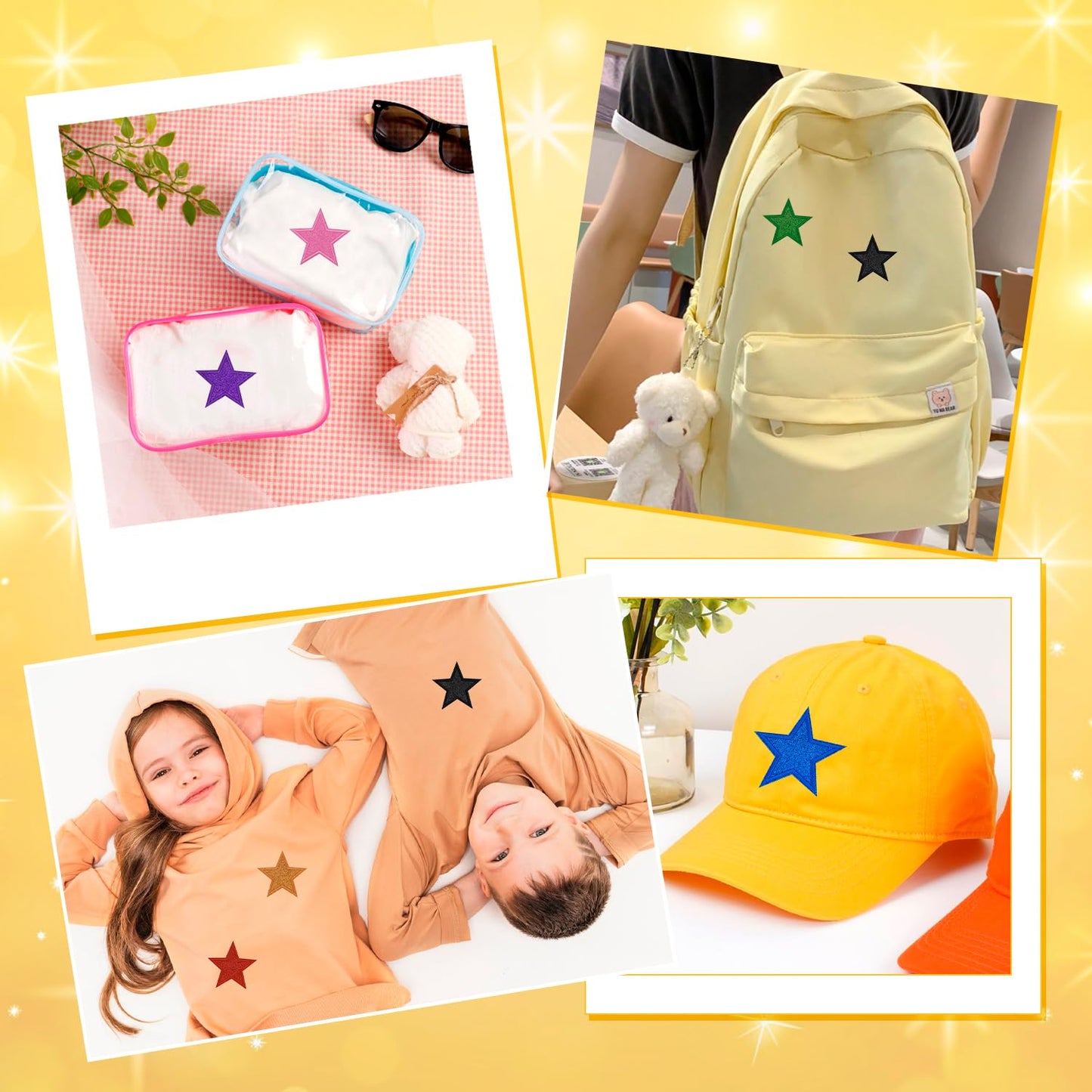 28Pcs Glitter Star Iron On Patches 4''Large Bling Embroidered Appliques with Sequin Sparkle Colorful Star Patch for Clothes Denim Jackets Jeans Backpacks Trucker Hats Phone Case Clothing Repair DIY