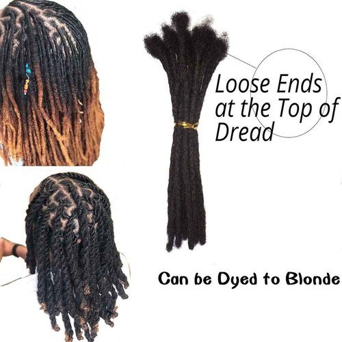 BESHINNAAUL Human Hair Handmade Permanent Dreadlocks Natural Black #1B Locs extension Small Size(diameter 0.4cm) 12inch 20 Strands/Pack
