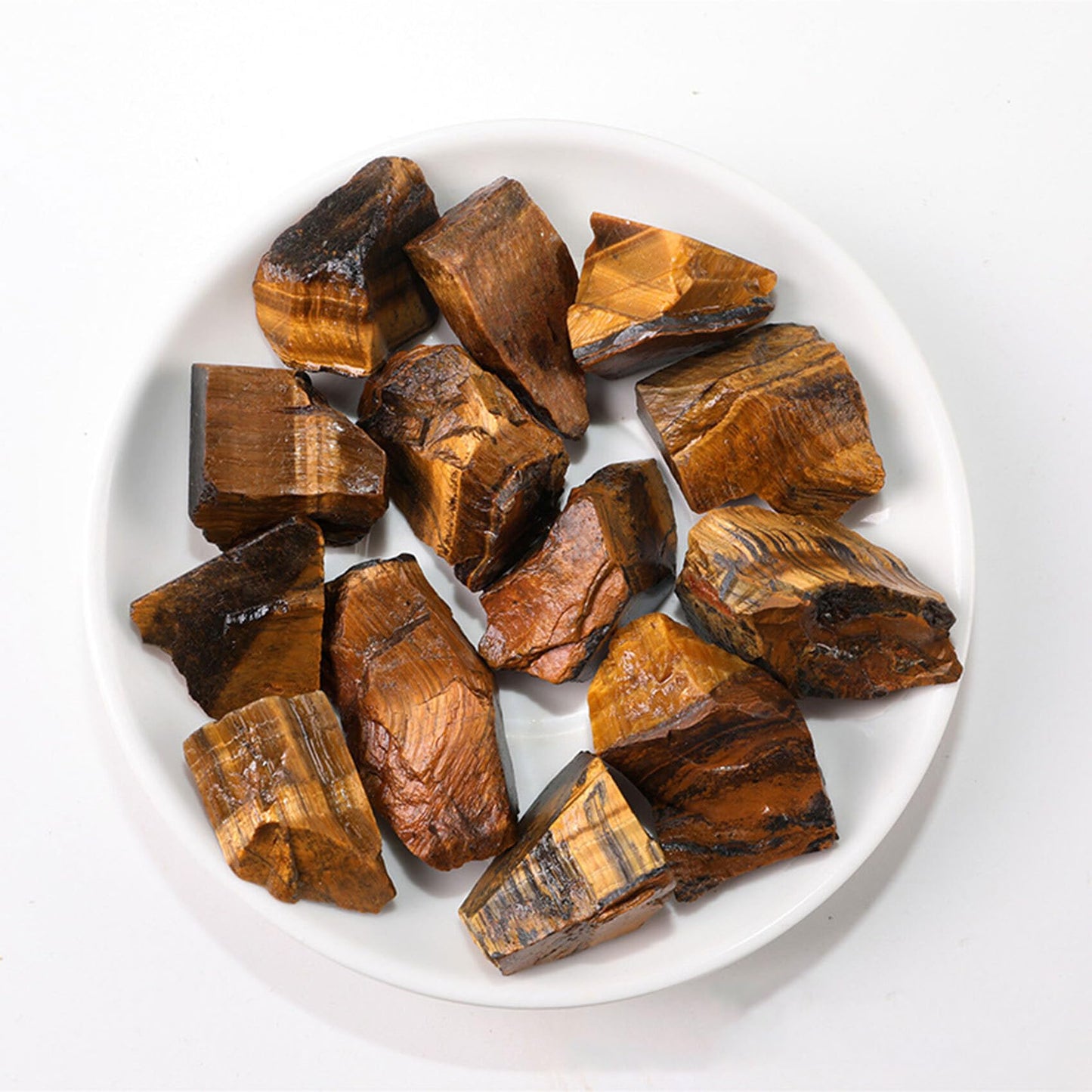 Tiger's Eye Raw Crystals Healing Crystals Natural Rough Stones 1.2-2" for Tumbling, Fountain Rocks, Yoga, Meditation, Polishin, Gift 40