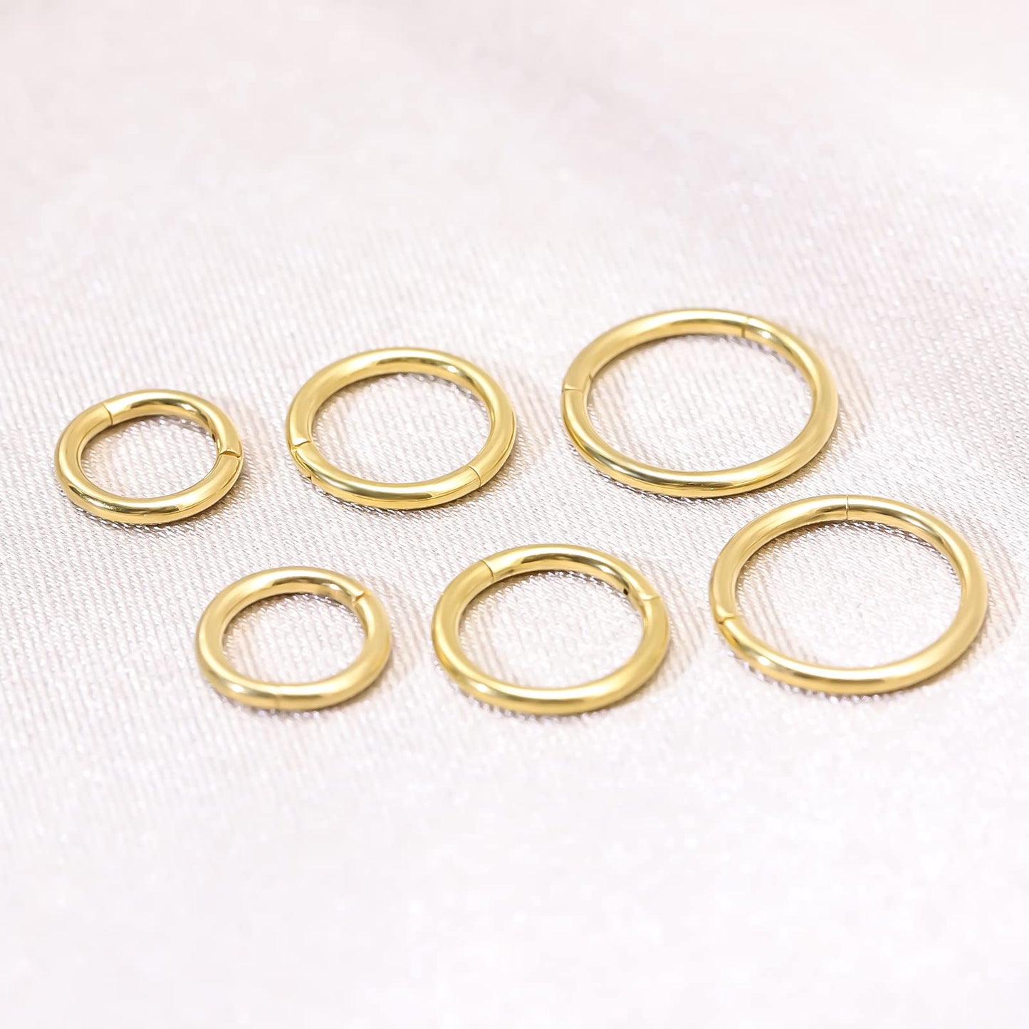 BOGKU 6pcs G23 Titanium Septum Segment Rings 18G Diameter 6mm/8mm/10mm Hinged Nose Lip Ring Hoops for Women Men Cartilage Tragus Helix Hoop Earrings Body Piercing Rings