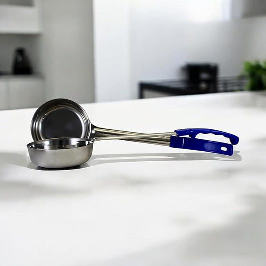 8 Ounce Solid Stainless Steel Portion Control Ladle Spoon for Measuring and Serving; Commercial Grade Serving Scoops [Pack of 2]