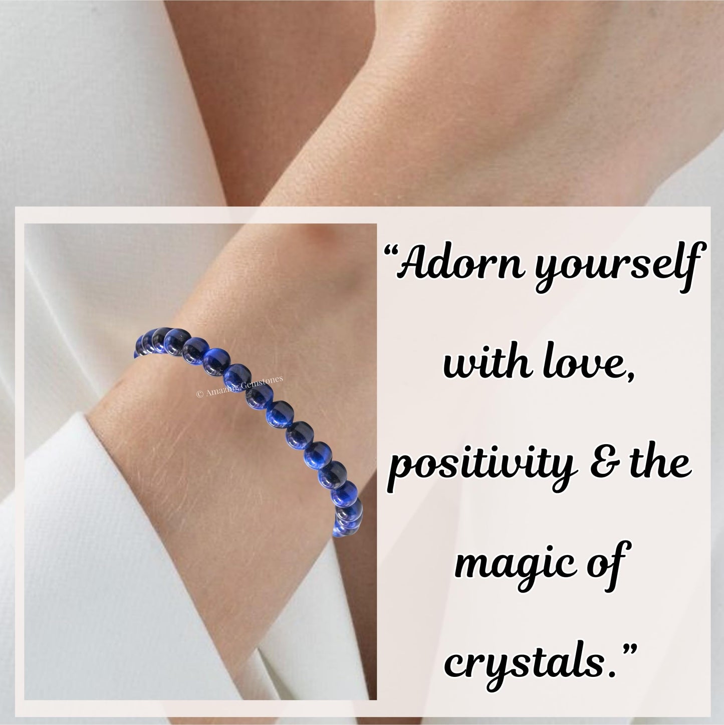 Amazing Gemstone Blue Cats Eye Bracelet for Women Men's Gifts - Protection Healing Crystal Bracelet - 6mm Gemstone Beaded Adjustable Bracelet Pulseras Para Hombres Mujer Stocking Stuffers