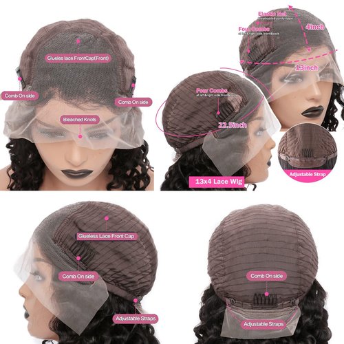 QTIKER Glueless Short Body Wave Lace Front Wigs Human Hair with Blonde Highlight Pre Plucked 13X4 HD Transaprent Lace Wigs Side Part Medium Part Frontal Bob Wig For Women (12inch, Blonde Highlight)