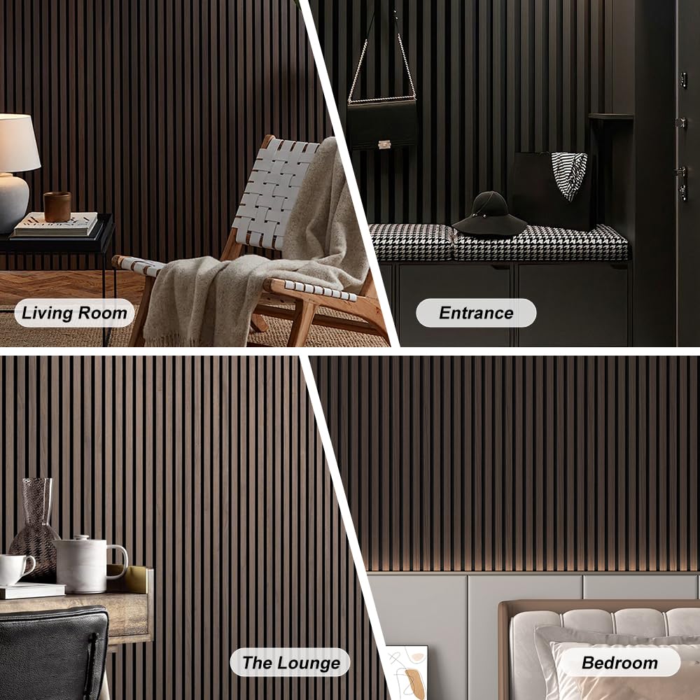 NovaGrid Board 4PCS Acoustic Wood Slat Wall Panels for Wall Decor and Ceiling 3D Fluted Sound Absorbing Panel Soundproof with Wood Finish 108"×6" (Maple Light)