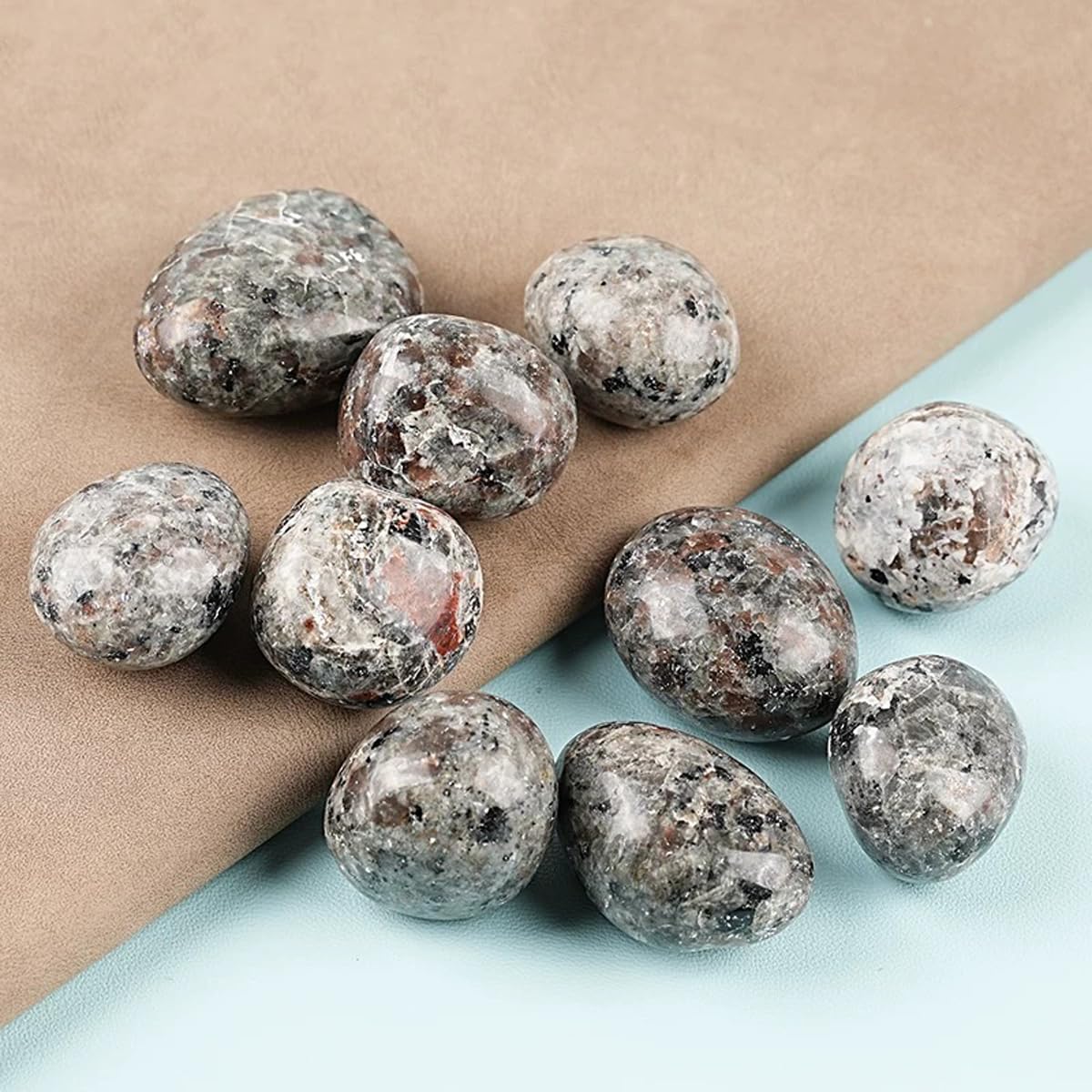 Erliway Flame Yooperlite Stone Healing Crystal Stones, 1.25-2.0" Large Reiki Healing Gemstones Natural Tumbled Polished Stones for Energy Witchcraft Therapy Meditation