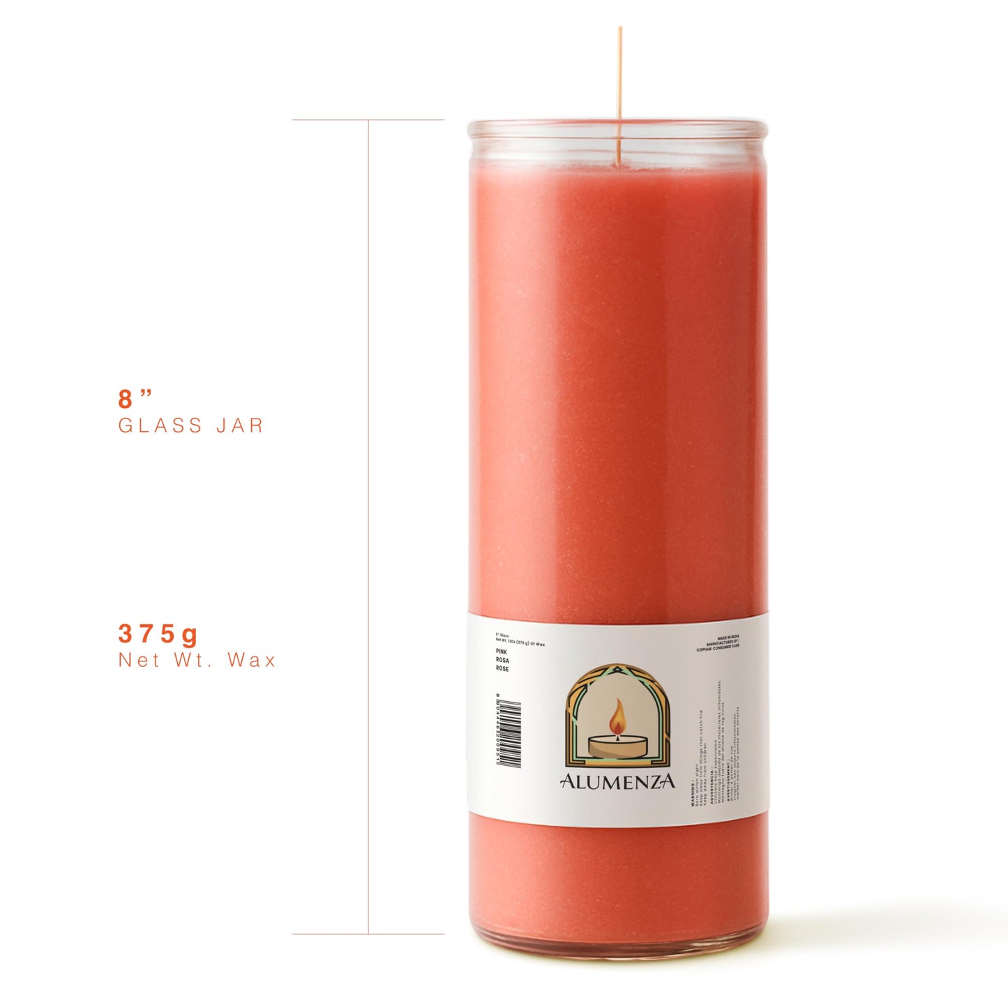 Alumenza Bulk 6 Pack Pink 7 Day Candles in Glass Jar – Paraffin Wax, Clean Burning Unscented | Large & Tall Devotional Prayer Pillar Candles for Home, Memorial, Spells, Long Lasting
