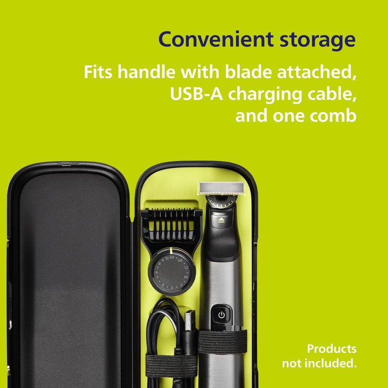 Philips Norelco OneBlade Travel Kit Bundle - Philips Norelco OneBlade 360 Face Hybrid Electric Trimmer & Shaver, QP2724/90 + Travel Case. QP401/90