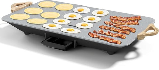 12x20inch Electric Griddle by BBQ Masters–1700W Nonstick ILAG Granite Surface, Large Sloped Design, Perfect for Family Meals, Pancakes&Eggs, Fast Even Heating, Easy to Clean, Granite Grey